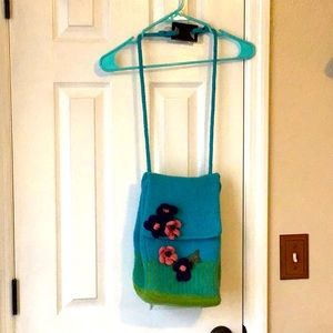 Hand Knit & Felted Lunch Backpack Bag OOAK - New